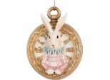 Etichetta Pasquale Clayre & Eef Coniglio 6X3X7 Cm Plastica Bianca
