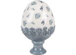 Uovo Decorativo Clayre & Eef Ø 12X19 Cm In Ceramica Bianca Blu