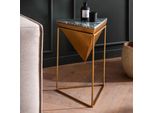 Finebuy Tavolino In Vero Marmo Metallo 37X37X53 Cm Tavolino Verde Oro Piccolo Tavolino Triangolare Tavolo Soggiorno Divano Tavolo Moderno Marmo