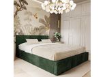 Muralo Letto Imbottito Per Camera Da Letto Letto Imbottito Con Rete E Molla A Gas Letto Con Testiera Imbottita Letto Matrimoniale 140X200 Letto Con Contenitore Verde Bottiglia