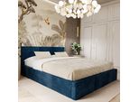 Muralo Letto Imbottito Per Camera Da Letto Letto Imbottito Con Rete E Molla A Gas Letto Con Testiera Imbottita Letto Matrimoniale 140X200 Letto Con Contenitore Blu Scuro