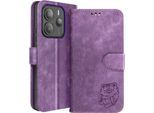 Avizar, Custodia Per Xiaomi Redmi Note 14 5G Wallet Tiger Pattern Kawaii, Viola