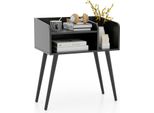 Costway Comodino Comodino Comodino Con Vano A Giorno, Gambe Di Sostegno In Metallo, Console Da Letto, Tavolino Da Divano 50X32X58Cm Nero