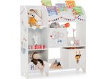 Costway Armadio Indipendente Per La Cameretta Dei Bambini, Scaffale A 3 Livelli Per La Cameretta Dei Bambini, Organizzatore Di Giocattoli Per Bambini Con 5 Scomparti E 2 Contenitori E 3 Ripiani (Animale Pirata)