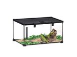 Terrarium für Reptilien Glasterrarium mit Thermometer Metall 50x30x25cm