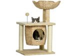 PawHut Katzen Kratzbaum Klein, 74 cm Katzenbaum mit Katzenhöhle, Spielball, Bett