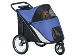 Hundewagen Hundebuggy mit Netzfenstern, Klappbar, bis 30 kg, Oxford, Blau