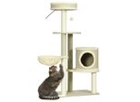 Katzen Kratzbaum 124 cm Katzenbaum mit Katzenhöhle, Spielball, Korb Sisal