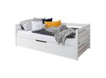 Mid.you Stauraumbett , Weiß , Holz , Kiefer , massiv , 100x200 cm , für Rollrost geeignet , Kinder- & Jugendzimmer, Kindermöbel, Kinderbetten,