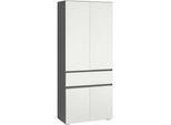 Hochschrank Home Affaire "Wisla", Grau (Anthrazit, Weiß), B:76Cm H:180Cm T:35Cm, Holzwerkstoff, SchräNke, Hochschrank, Mit 4 TüRen & 1 Schublade, Breite 76 Cm, HöHe 180 Cm