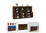 The Living Store Credenza Con Luci Led Rovere Fumé 162X37X100 Cm