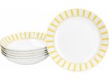 Split Giallo A Righe Set Di 6 Piatti Fondi 450Ml Piatto In Porcellana Pasta Profonda A Righe