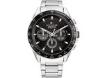 Multifunktionsuhr Tommy Hilfiger "Owen", Silber (Silberfarben, Schwarz), Armbanduhren, Herren, Quarzuhr, Armbanduhr, Herrenuhr, Datum, Edelstahlarmband