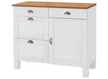 Unterschrank Home Affaire "Oslo", Gelb (Cremefarben, Honigfarben), B:100Cm H:85Cm T:60Cm, Massivholz, SchräNke, Unterschrank, 100 Cm Breit, In 2 Tiefen, Mit 23 Mm Arbeitsplatte, 2 SchubkäSten