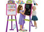 Cavalletto Per Bambini Malplay 3 In 1 | Utilizzabile Come Lavagna, Lavagna Magnetica E Libro Da Colorare | Lettere E Gessetti Magnetici