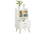 Sobuy FBT100-W Comodino Con 2 Cassetti Tavolino Per Divano Tavolino Per Telefono Comodino Wht Circa 43X81X36Cm