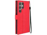 Mayaxess, Samsung Galaxy S24 Ultra Wallet Case Funzione Stand Con Cinturino, Rosso