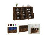 The Living Store Credenza Con Luci Led Rovere Fumé 162X37X100 Cm