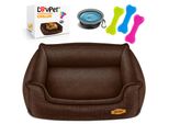 LovPet® Hundebett Hundekissen Hundekorb Chiller, Inkl. Napf + 3X Kauknochen, Hundesofa Kissen für Kleine, Mittelgroße & Große Hunde, Bezug abnehmbar und waschbar