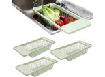 Set Di 3 Scolapasta Per Lavello In Plastica - Scolapasta Da Cucina - Scolapasta In 3 Pezzi Per Lavello - Scolapasta A Griglia - Scolapasta A Cestello In Colore Verde Chiaro