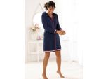 Bademantel FEEL GOOD Gr. 40, blau (nachtblau), 40/42, Baumwolle, Hausmäntel, Bademantel