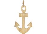 Decorazione Ancora In Legno Juta Appendiabiti Marittimi Natura 15X25Cm Set Di 2