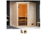 Sauna WELLTIME Anni, beige (naturbelassen), ohne Ofen, (ohne Ofen), Saunen, ohne Ofen