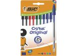 Bic Bic Kugelschreiber Cristal Original Transparent Schreibfarbe Farbsortiert, 10 St.