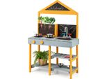 Costway Cucina Del Fango, Cucina Per Bambini Con Fioriera, 2 Lavagne, Rubinetto E Lavello, Cucina Da Gioco Per Bambini 3+ Incl. 8 Accessori Verde
