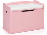 Scatola Per Giocattoli Costway, Cassetta Per Giocattoli 2 In 1 Con Coperchio, Cuscino E Maniglie Per Il Trasporto, Mobile Per Giocattoli, Contenitore Per Giocattoli In Legno 74X39X52Cm Rosa