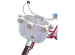 Grande Cestino Per Bicicletta In Vimini Bianco Con Cinghie E Pompon