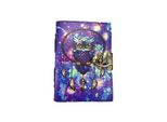 Gufo Viola [M] Diario In Pelle Sketchbook Vintage India Uv Print Fatto A Mano