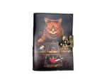 Tarot Cat [M] Diario In Pelle Sketchbook Vintage India Uv Print Fatto A Mano