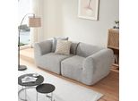 Divano Modulare A 2 Posti 'Hurvas' 2 X Elemento Angolare Con Bracciolo 76 X 216 X 108 Cm Bouclé Grigio