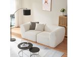 Divano Modulare 2 Posti 'Hurvas' 2 X Elemento Angolare Con Bracciolo 76 X 216 X 108 Cm Bouclé Bianco Crema