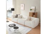 Divano Modulare 3 Posti 'Hurvas' 2 X Elemento Angolare Con Bracciolo 1 X Sezione Centrale 76 X 313 X 108 Cm Bouclé Crema Bianco