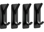 Toj Living Ganci Da Parete - Set Con 4 Ganci - Ganci Per Armadio - Ganci Per Cappotti Da Parete - Ganci Da Parete Schwarz - Ganci Per Abiti Da Parete - Ganci Da Parete Per Armadio - Selbstklebend - Haken Ohne Bohren - Edelstahl - Matt Schwarz