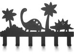 Toj Living Kindergarderobe Pangea - 40CM - 6 Ganci - Armadio Bambini - Armadio A Muro - Ganci Per Armadio - Ganci Per Armadio Bambini - Kinder Garderoben - Edelstahl - Dino / Dschungel - Schwarz