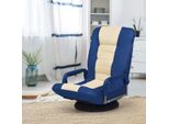Sedia Reclinabile Costway Ruotabile A 360°, Sedia Da Pavimento Con Schienale Regolabile In 6 Posizioni, Sedia Reclinabile Fino A 140 Kg Di Portata, Sedia Da Pavimento Imbottita, Blu+Bianco