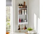 Sobuy KCR12-W Scaffale Da Parete Scaffale Da Appendere Scaffale Da Bagno Portaspezie Scaffale Da Cucina Muro Bianco Wd Circa 38X75X17Cm