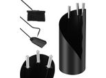 Jiubiaz Set Camino 4 Pezzi Accessori Camino - Design Moderno, Rivestito, Set Camino Di Alta Qualità Composto Da 4 Parti: Scopa, Pala, Attizzatoio, Supporto In Acciaio Manici In Acciaio Inox, Nero