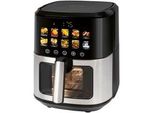 HeißLuftfritteuse PC-FR 1286 H Schwarz/Edelstahl, 1.700 Watt, Korb 6,5 Liter, Mit Sichtfenster