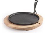 Ibili-Accesorios Set Da Portata Per Tapas, Ghisa/Legno, 26X4 Cm, Nero/Marrone
