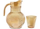 Set Di Caraffe In Vetro Ripple - Caraffa Da 1,8 Litri Con 6 Bicchieri Marrone/Oro