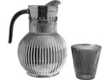 Set Di Caraffe In Vetro Ripple - Caraffa Da 1,8 Litri Con 6 Bicchieri Nero/Argento