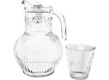 Set Di Caraffe In Vetro Ripple - Caraffa Da 1,8 Litri Con 6 Bicchieri Trasparenti