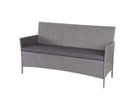 3-Sitzer Poly-Rattan Gartenbank Hamar, Sitzbank ~ Grau, Kissen Anthrazit