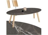 Tectake® Ovaler Couchtisch, Marmoroptik, Wetterfest, 100 X 50 X 34,5 Cm