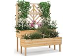 Costway Fioriera Con Traliccio In Legno Di Abete, Traliccio Da Giardino Con 2 Cassette Per Piante Rampicanti, Fioriera Per Piante Rampicanti, Letto Rialzato Con Traliccio E Foro Di Drenaggio, Vaso Per Fiori Per Giardino, Cortile, Balcone, Natura