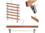 Appendiabiti In Legno Kadax, Con Clip In Metallo, Due Tacche, Gancio Orientabile A 360°, Confezione Da 6